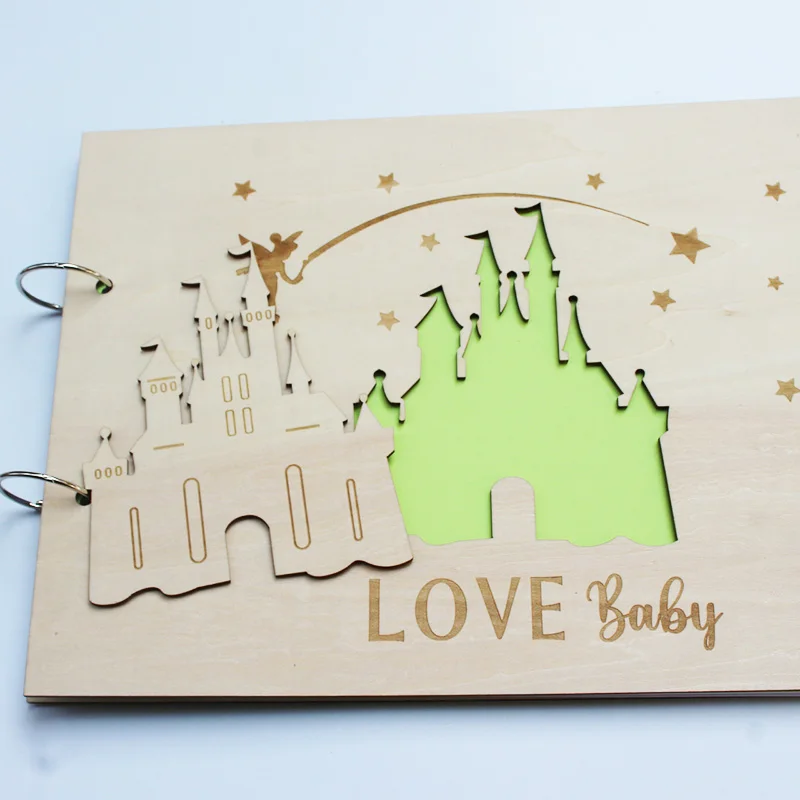 Personalised Wooden Guest Book, Handmade Photo Album Scrapbook Anniversary Wedding Memory Mother's Day Gift Baby Shower Favors