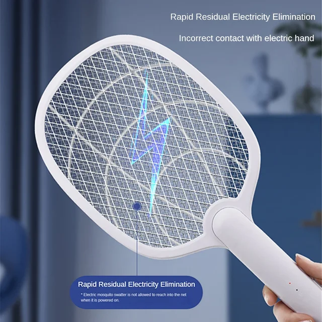 2 in 1 Electric Mosquito Swatter Bug Zapper 2500V USB Rechargeable Fly Swatter Angle Not Adjustable Handheld Bug Killer Fly Bat 4