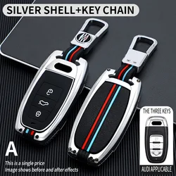 Sleek Car Key Cover Shell with Keychain Accessories (Silver Color Set - 1)