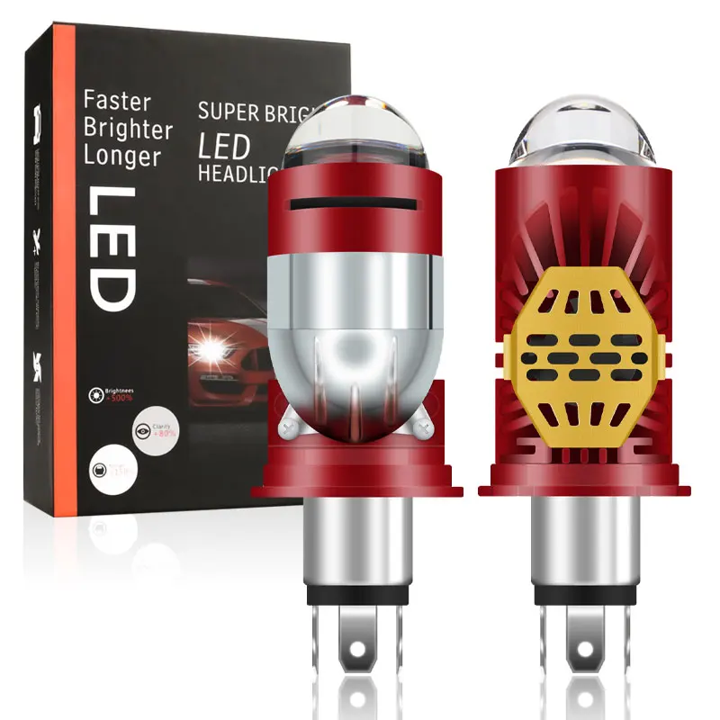 2pcs H4 LED Headlight h4 led lights 12v h4 led motorcycle lamp canbus H4 projector With lens Spotlight 9003 HB2 Hi Lo