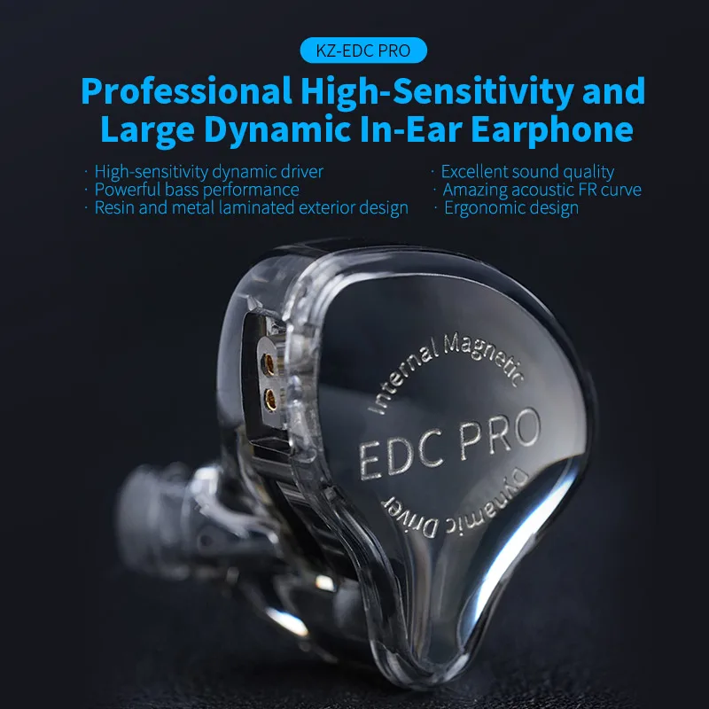 KZ EDC PRO HIFI 3.5MM AUX Wired Earphone Dynamic High Performance Monitor In-Ear Earbuds IEM Detachable Cable Harman EDXPRO Lite 2