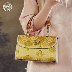 New Arrived High End Leather Bag Handcraft Women Cow Handbag Original Designed Shoulder Bag Bamboo Handle Special Purses#SC1688