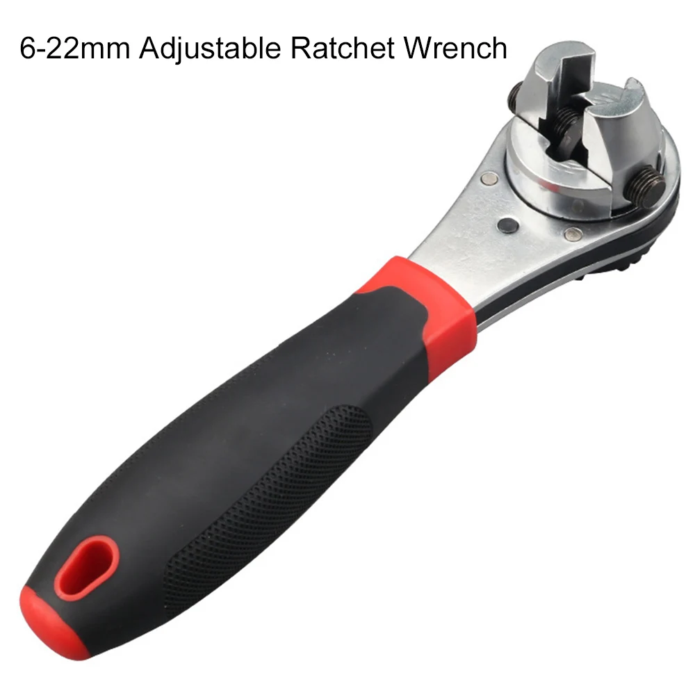 

6-22mm Adjustable Ratchet Wrench Quick Socket Wrench Torque Spanner Hand Tool with Non-Slip Handle Plumbing Pipe Repair Tool