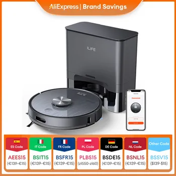 ILIFE T20S LDS Robot aspirapolvere, 5000 Pa, dock vuoto automatico 60 giorni di pulizia a mani libere Aspirapolvere e pulizia Spazzare bagnato/secco