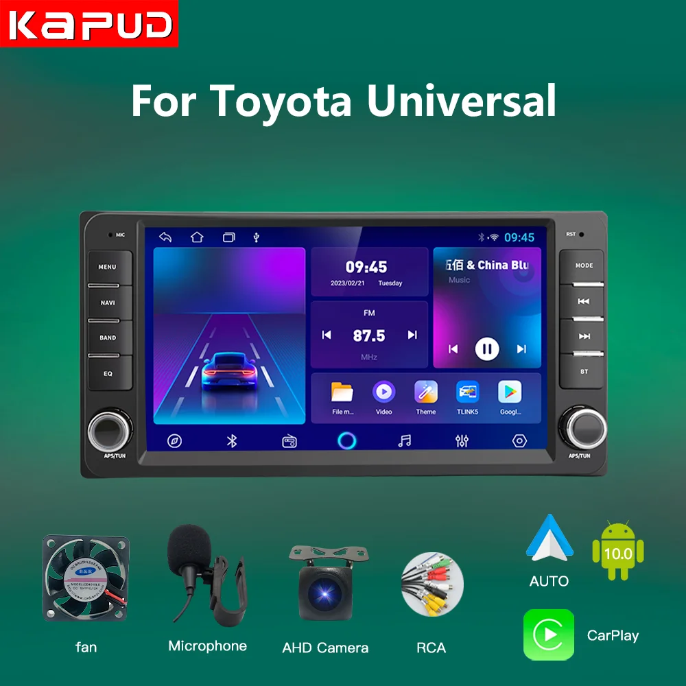 Kapud Android 200*100 samochodowe Multimedia Radio dla Toyota Rav4 Hilux Corolla Terios Prado Aqua Vish CarPlay AUTO DSP GPS WIFI SWC BT