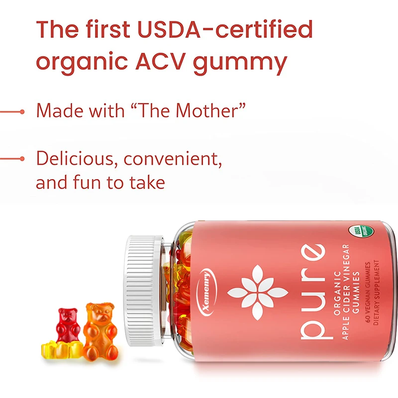 Pure ACV Apple Cider Vinegar Gummies Accelerate Weight Loss Whiten Skin Support Natural Digestion