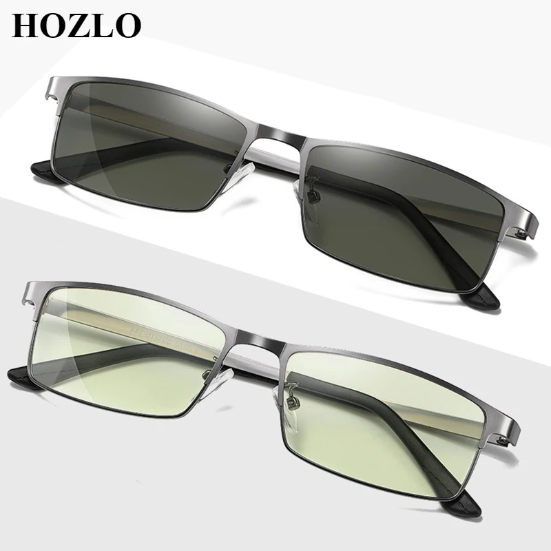 

New Men Fashion Rectangle Anti Blue L Photochromic Sunglasses Male Sun Automatic Discoloration Shades Sun Glasses Driving Travel