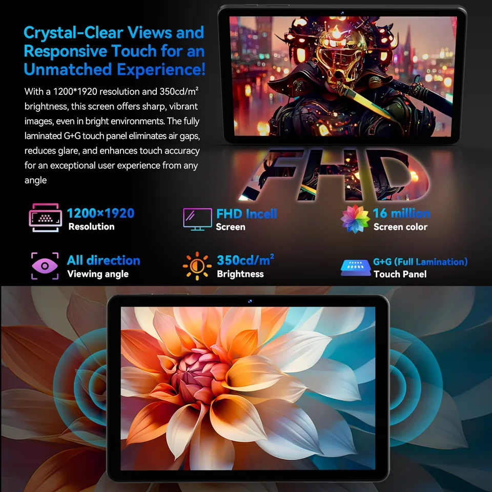 Headwolf WPad6 Android 15 WiFi Tablet 10.1 inch FHD 1920 * 1200, 4