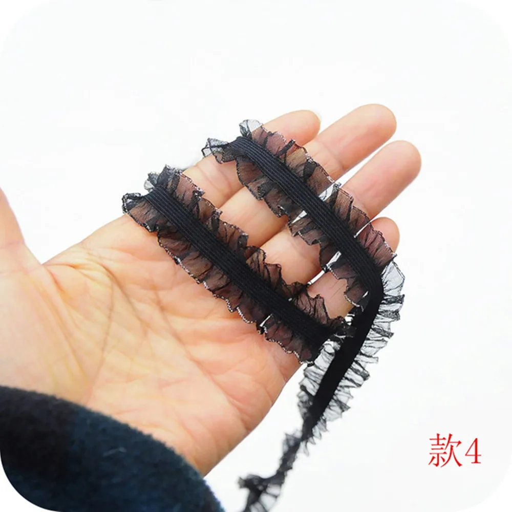 

1M Elastic Pleated Silver Tulle Lace Trim Ribbon Purple Lace Fabric Sewing Clothes Decoration dentelle encaje koronka YU28