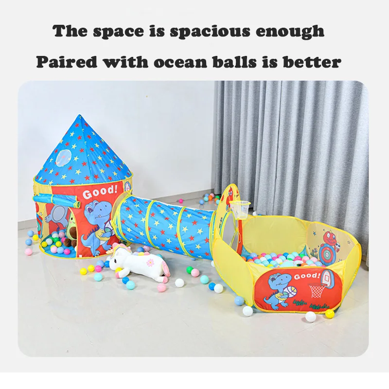 Portable Children's Tent Beach Toys Cartoon Ball Pool Kids Tent 3 in 1 Pop-up Tent Play House Outdoor Child Teepee Toy Tents 3