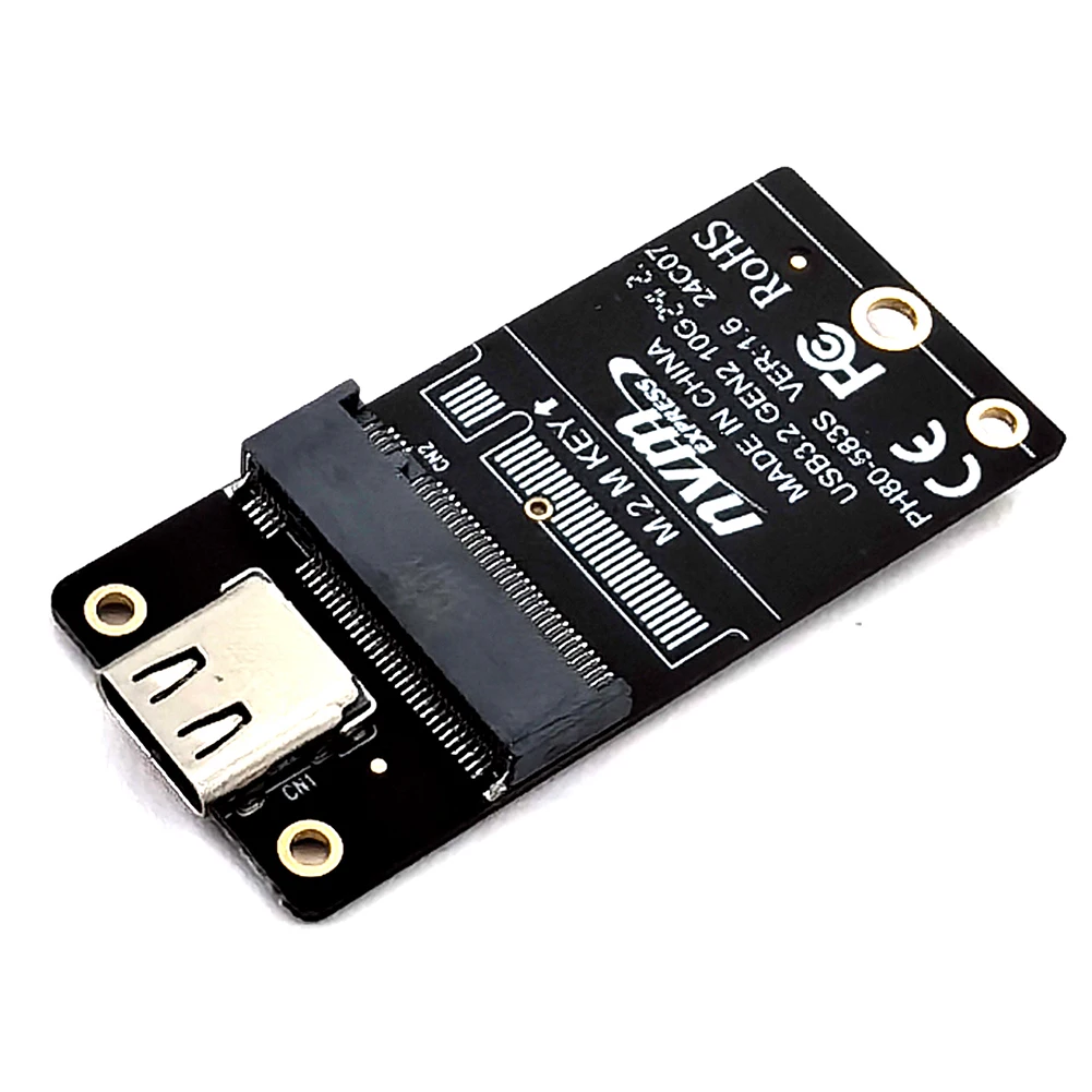 High Speed M2 to Type C SSD Enclosure Adapter Card JMS583 Chip USB3.2 10Gbps for 2230 2242 2260 2280 NVME SSDs