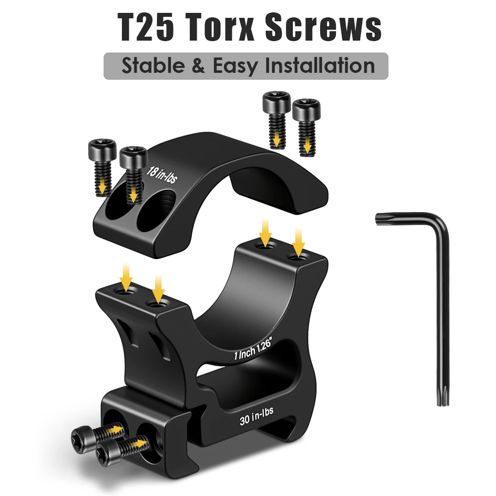 유니크파이어 2개입 M2031 25.4mm 스코프 링 로우 프로파일 도브테일 레일 마운트 QD 링