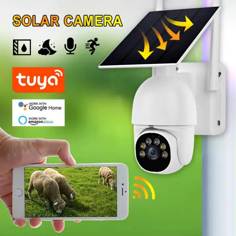 

Tuya 4MP Solar Wifi Camera Security Wireless Solar Security Camera Outdoor WiFi Battery Camera Rechargeable PTZ IP Camera