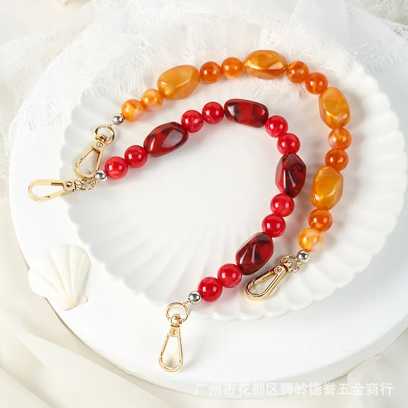 New Acrylic Resin Bag Chain - Crystal Gemstone bag Strap for Women, DIY Phone Case Accessory with Colorful Beads