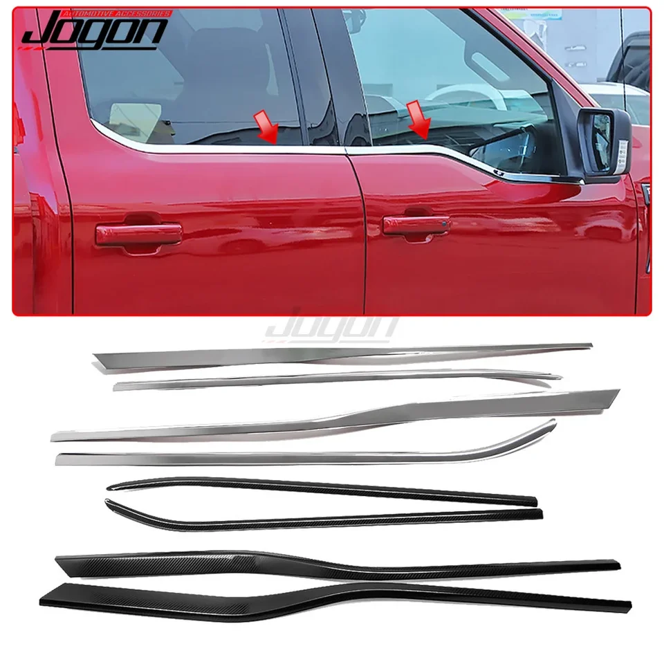 Chrome Window Sill Covers For 2015-2020 Ford F150 - 4PC Set, ABS Plastic, No-Drill Installation