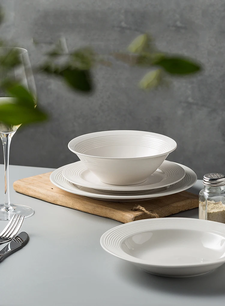 ディナープレート ホワイトセラミック 家庭用スーププレート 深