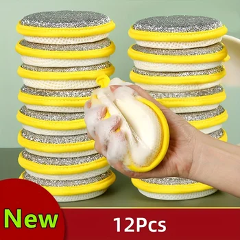 12pcs, Cleaning Sponge, Scouring Pad, Square Dish Cloths, Simple Style Dish Towel, Cleaning Cloth For Sink Or Kitchen Stove, 1