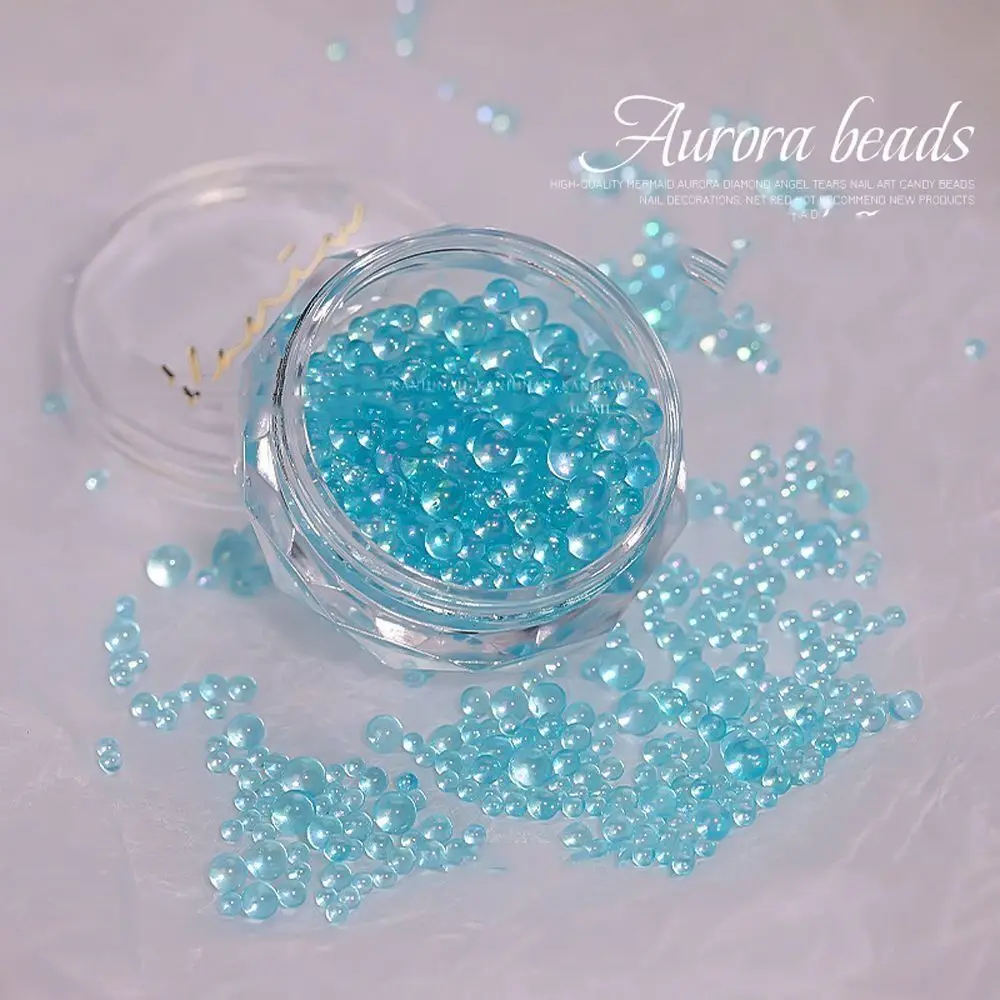 High Quality Glass Nail Art Aurora Bubble Beads 3D Mixed 3D Nail Art Decoration Nail Charms Nail Art Bubble Bead