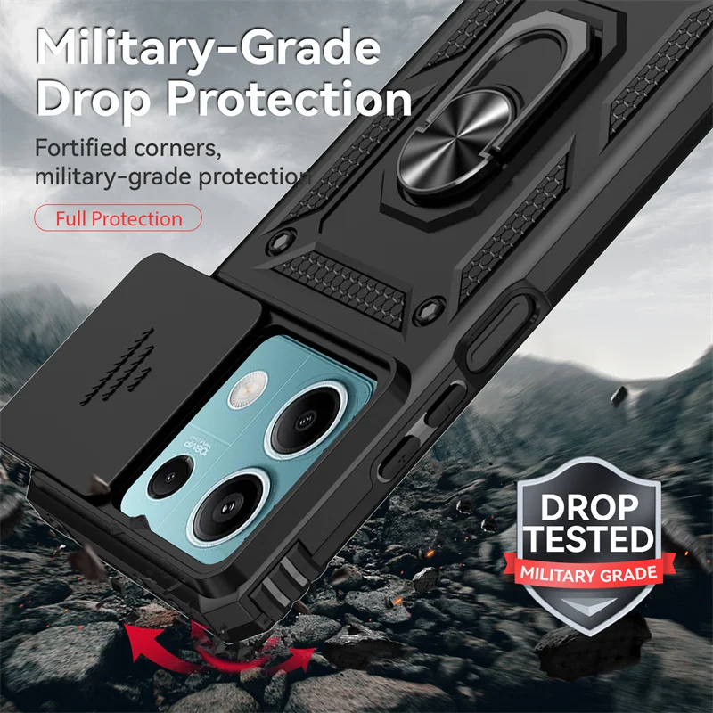Enhanced Armor Slide Camera Lens Protection Phone Case - Durable Back Cover