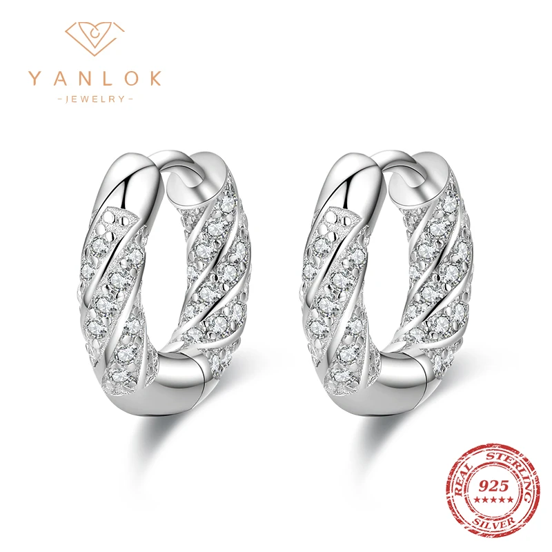 

Серьги-кольца женские из серебра 925 пробы с фианитами