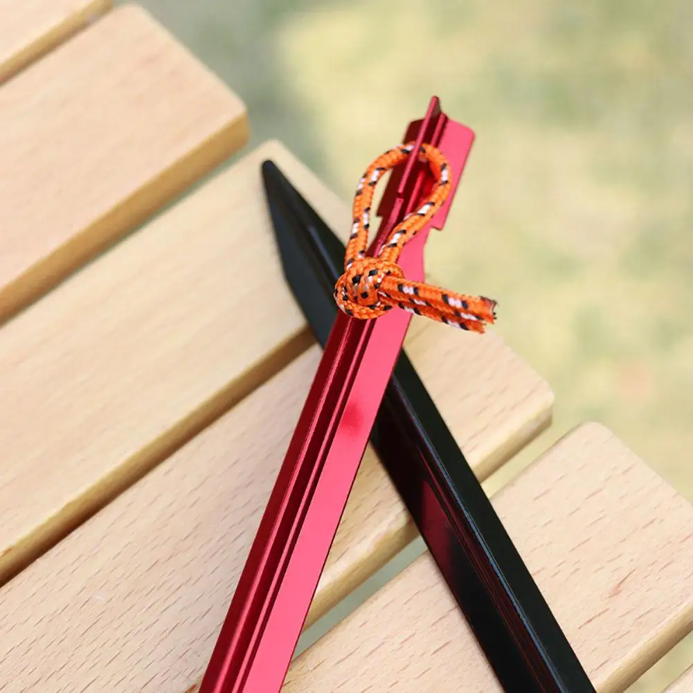10pcs 18cm Tent Pegs Aluminum Alloy Outdoor Garden Stakes with Cord for Camping