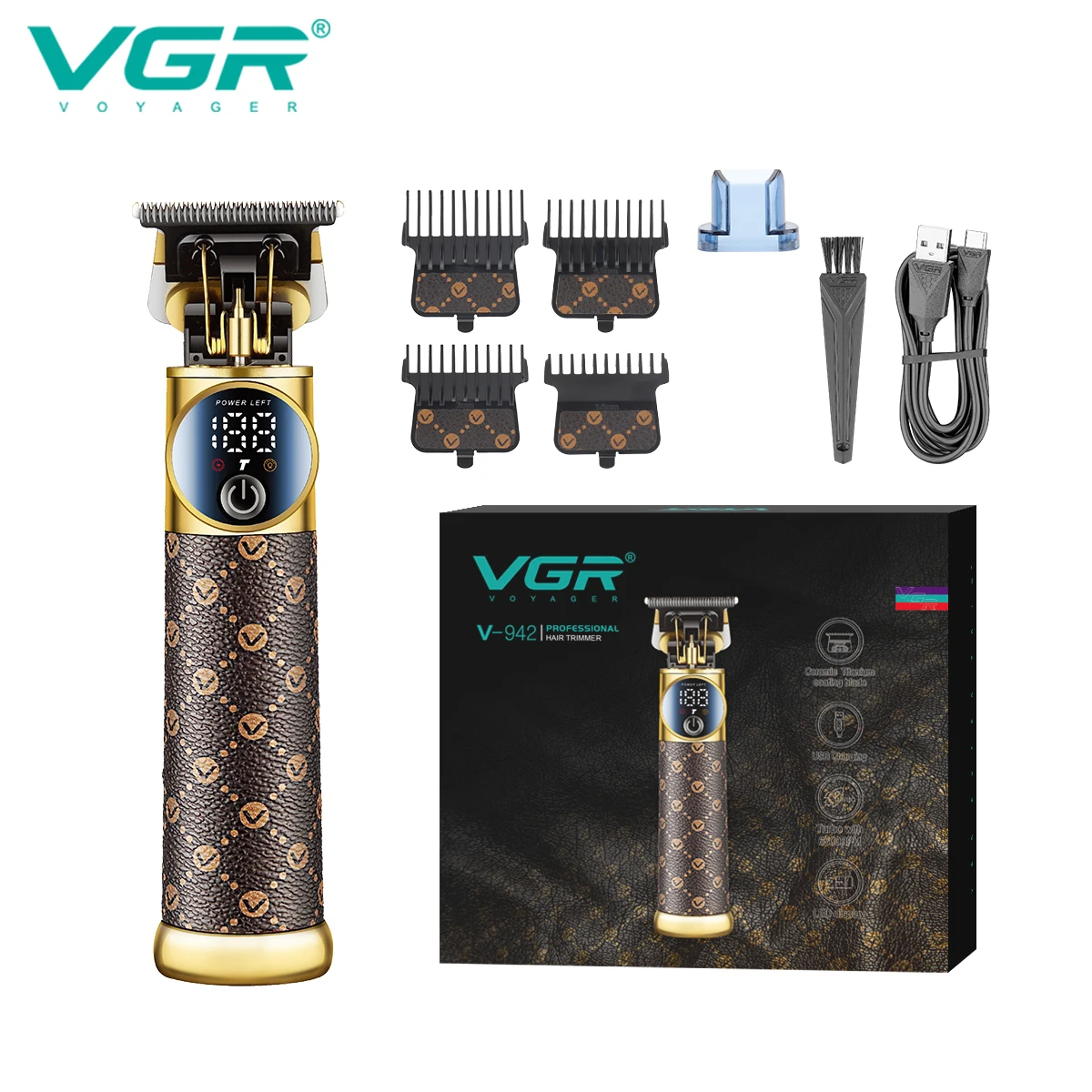 VGR 942 الشعر المتقلب المهنية USB مقص الشعر المقص...