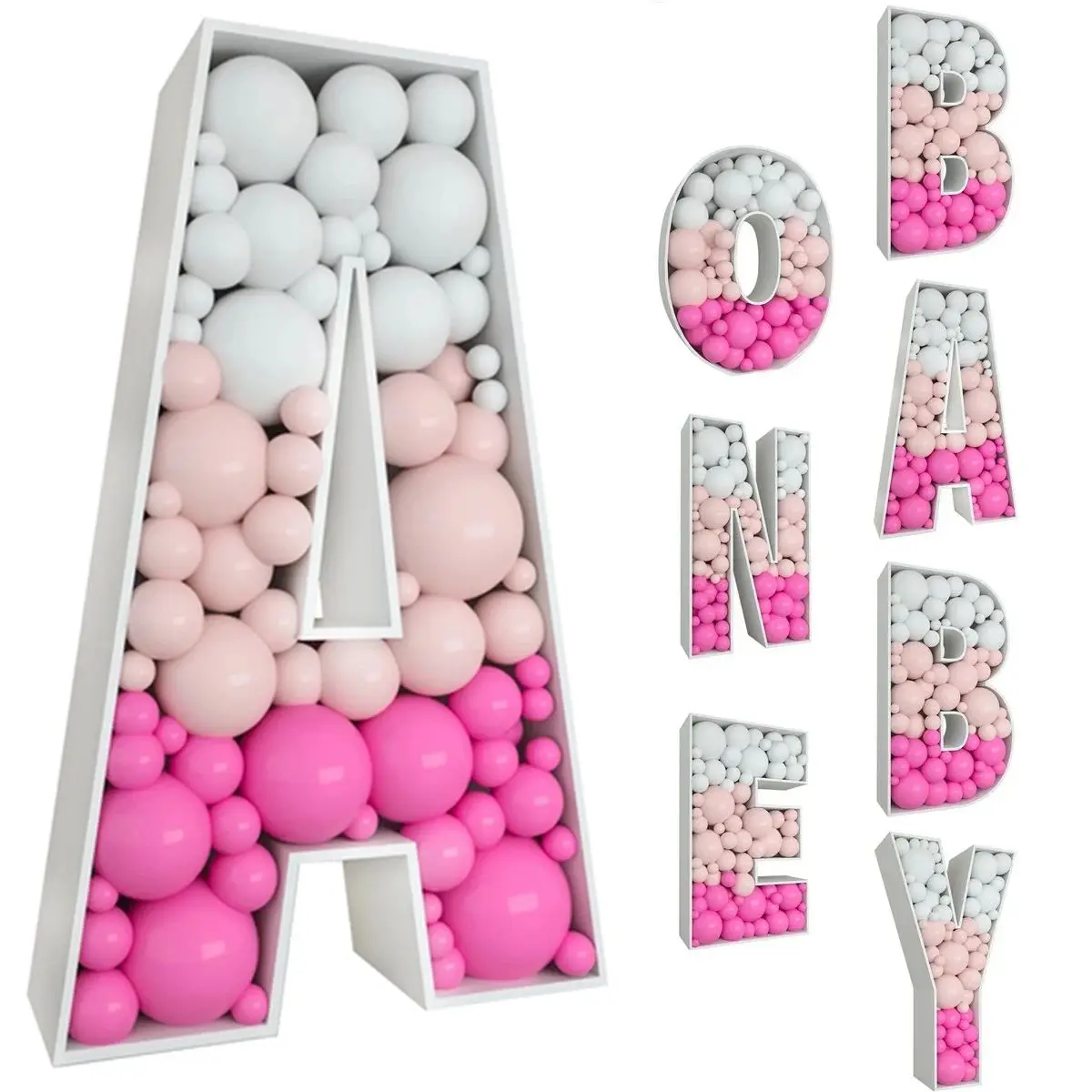 91.5CM Giant Letter Balloon Filling Box Balloon Birthday Wedding Party Decor Birthday Figure Baby Shower Baloon Mosaic Frame Box