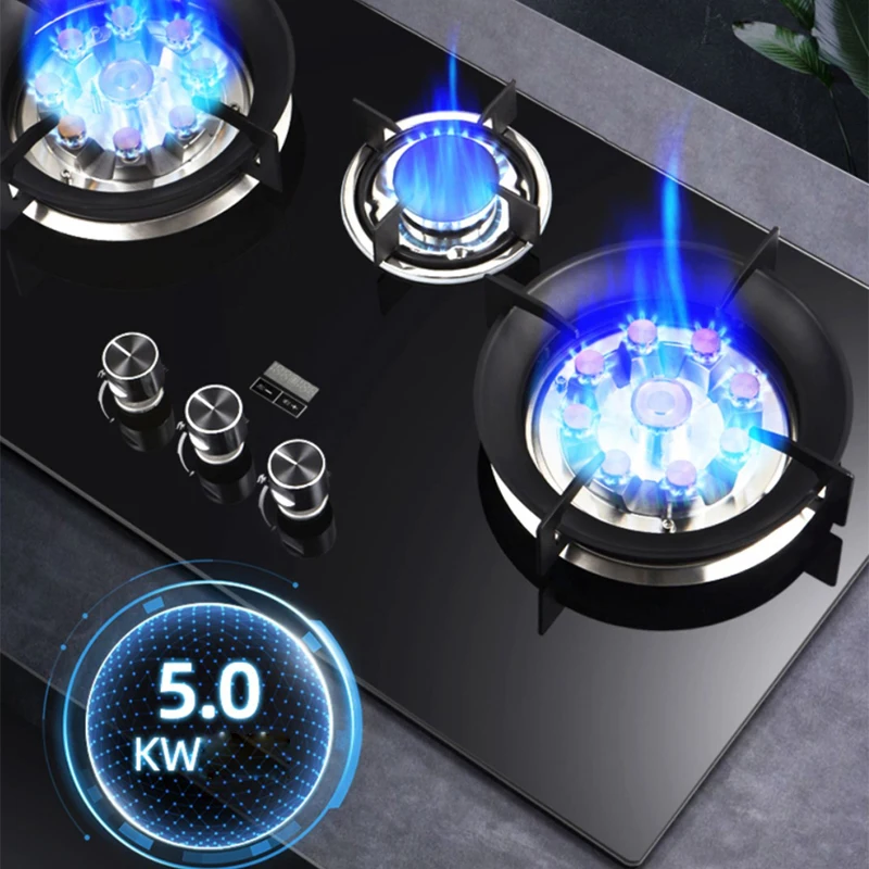 Three-eye gas stove gas stove embedded household natural gas timing fierce fire multi-eye stove three-headed stove