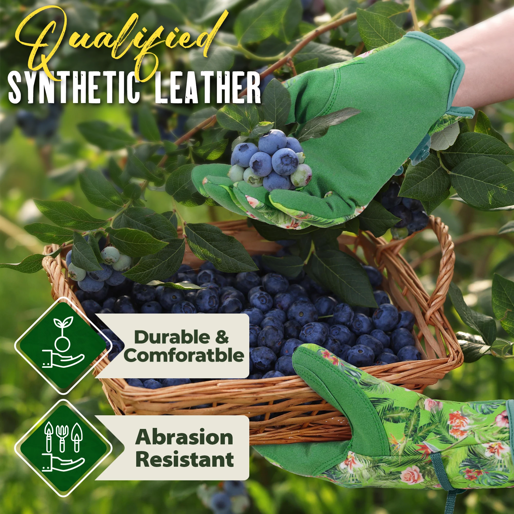 HANDLANDY Gardening Gloves for Women Breathable Leather Garden Yard