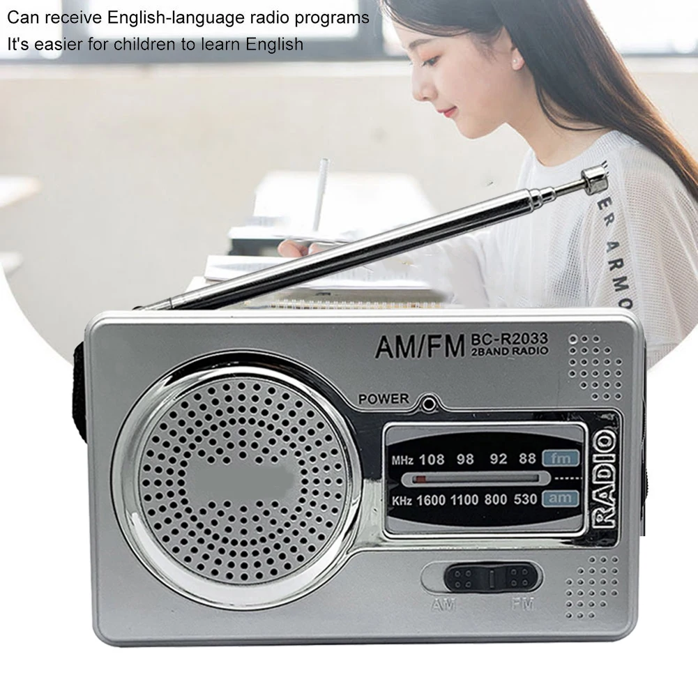 AM FM 휴대용 라디오 듀얼 밴드 HiFi 음악 플레이어, 배터리 전원 포켓 포인터 라디오, 3.5mm 잭 내장 스피커