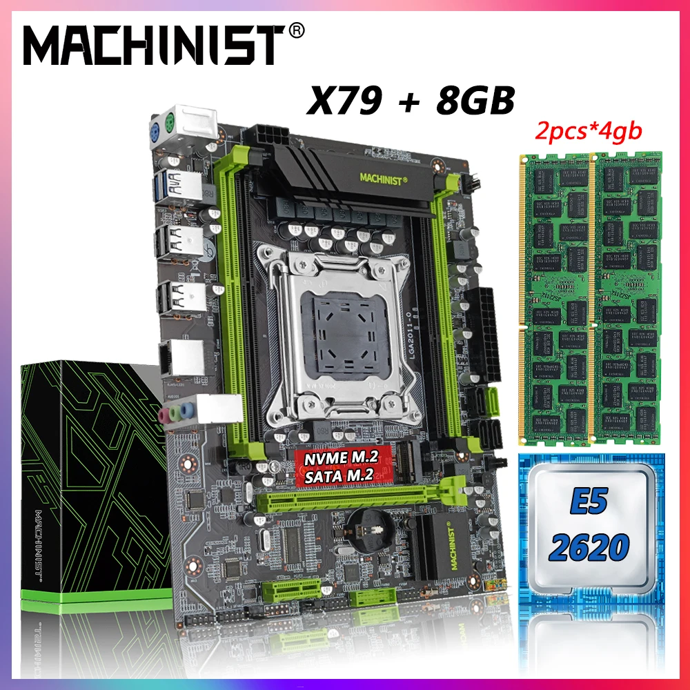Machinsit X79 материнская плата с комплектом Xeon E5 2620 ЦП DDR3 8 Гб (2 шт. * 4 Гб) ECC ОЗУ набор
