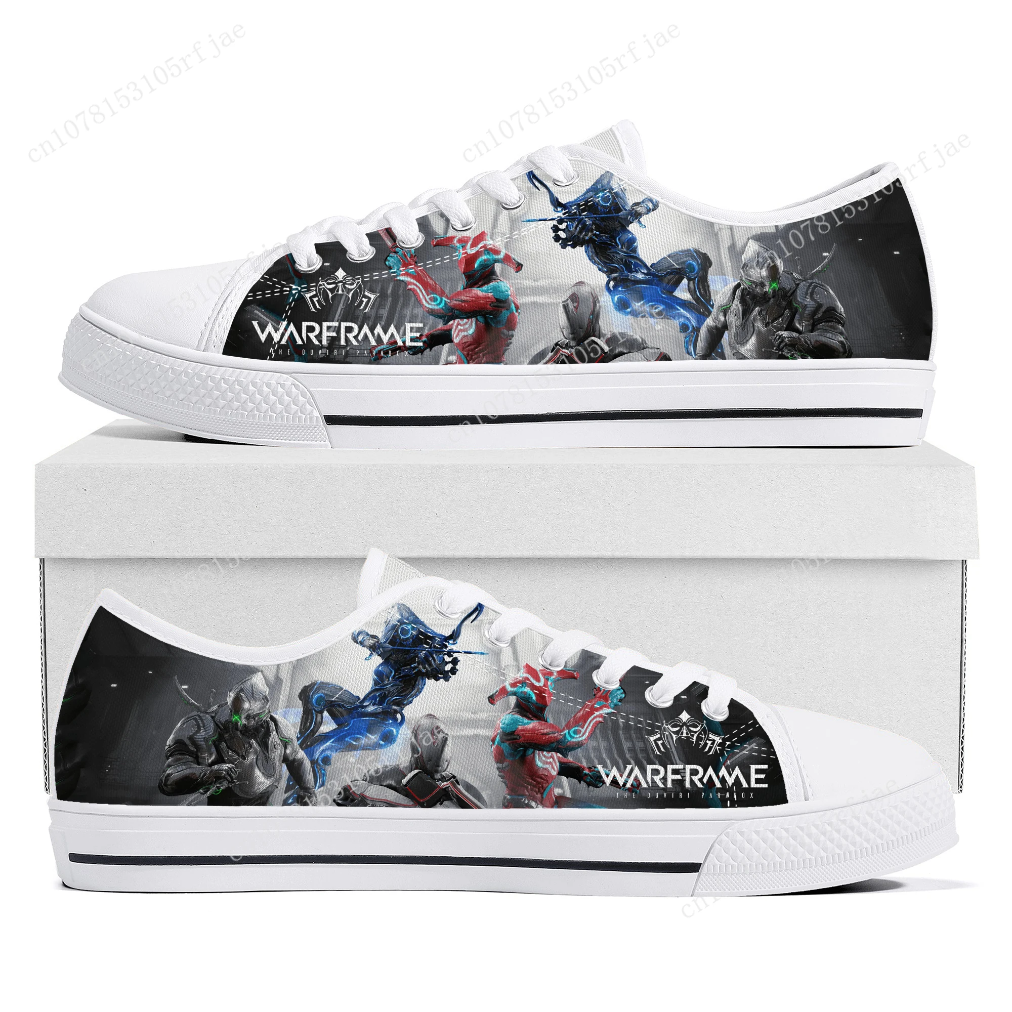 Hot Cartoon Game Warframe Low Top Sneakers Womens Mens Teenager High Quality Canvas Sneaker Couple Fashion Custom Built Shoes