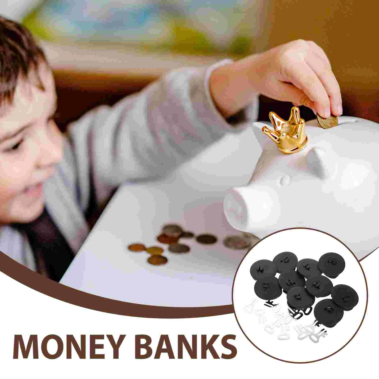 10 Pcs Money Box Closure Plug Covers Saving Container Stopper Accessory Piggy Bank Lid Key Coin Bank Replacement Plastic Storage 2