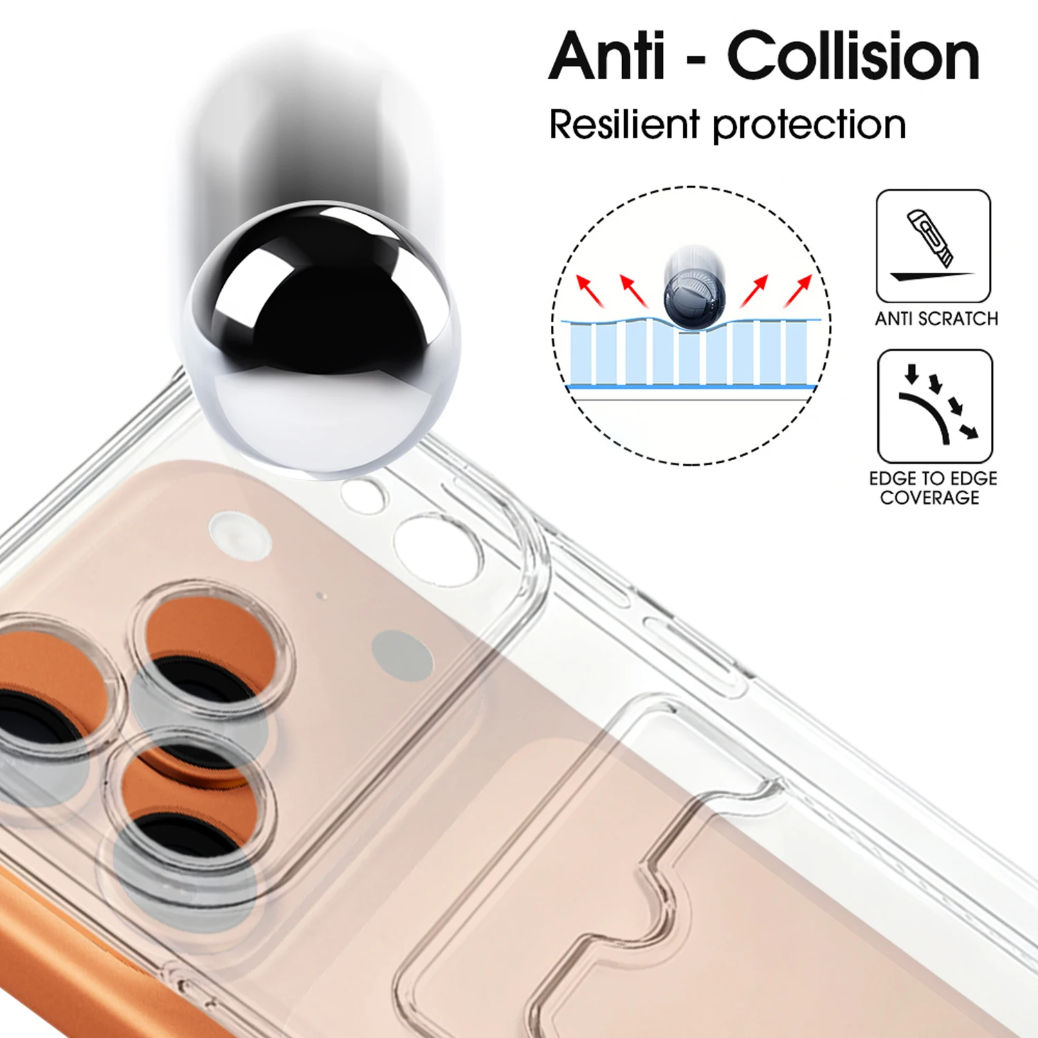 Card Slot Holder Pocket Case For iPhone 17 Pro Max 17Air Shockproof Clear Cover For iPhone17 17PM 17Pro PhotoCard Storage Sleeve