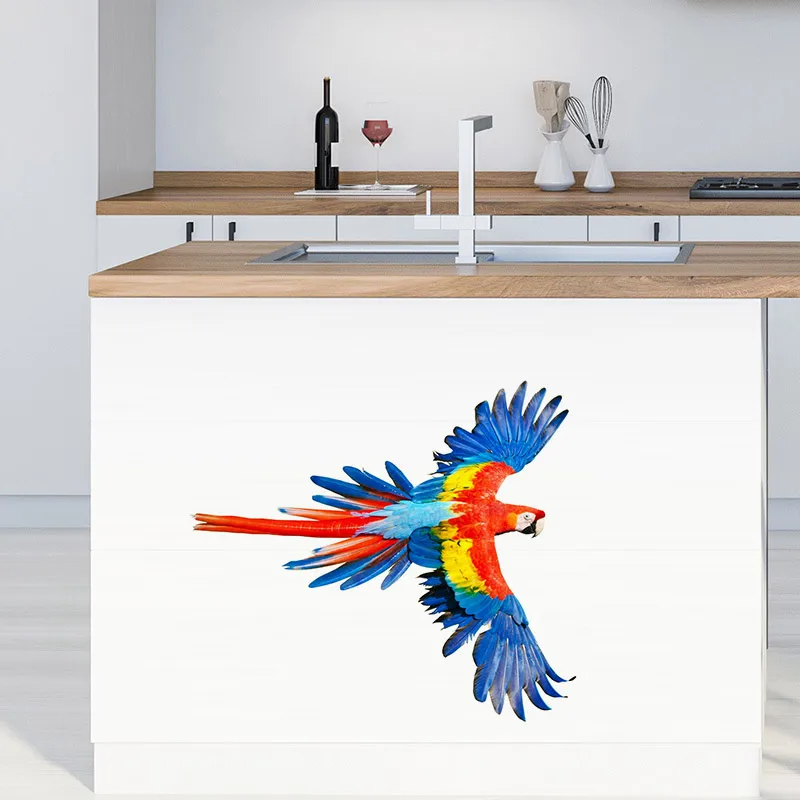 M423 Hand Painted Parrot Wall Sticker Bathroom Toilet Decor Living Room Cabinet Refrigerator Home Decoration Decals Sticker