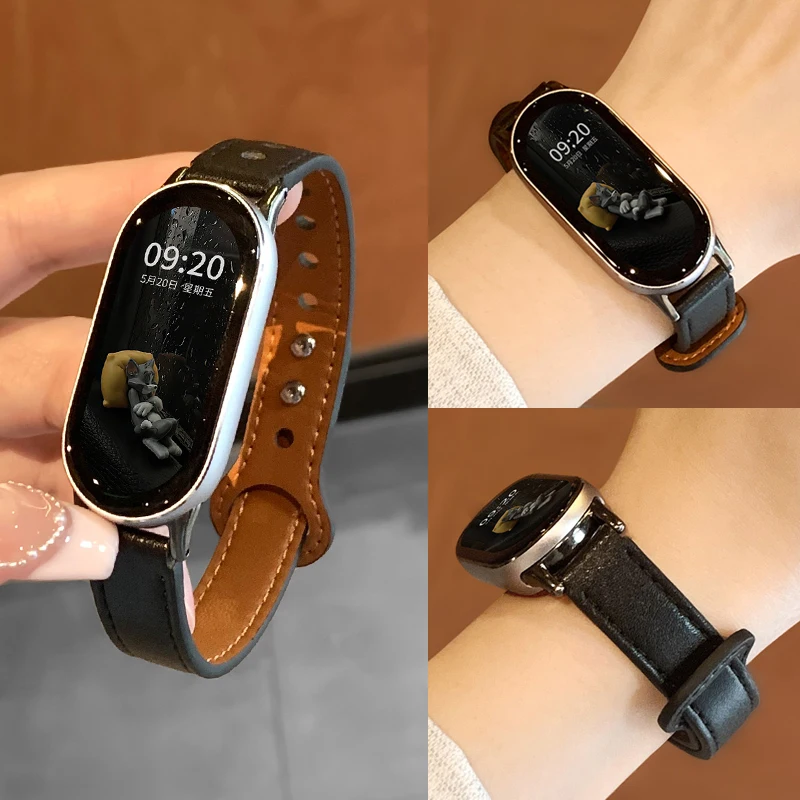 Skin-Friendly Leather Strap for Smart Bands - Breathable Watchband Accessory