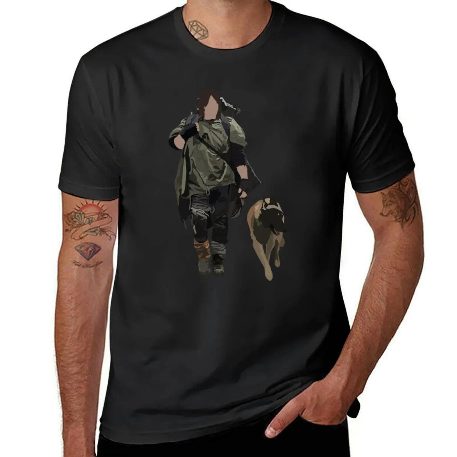 Daryl Dixon and Dog T-Shirt blanks plus size tops quick drying oversized T-shirt men