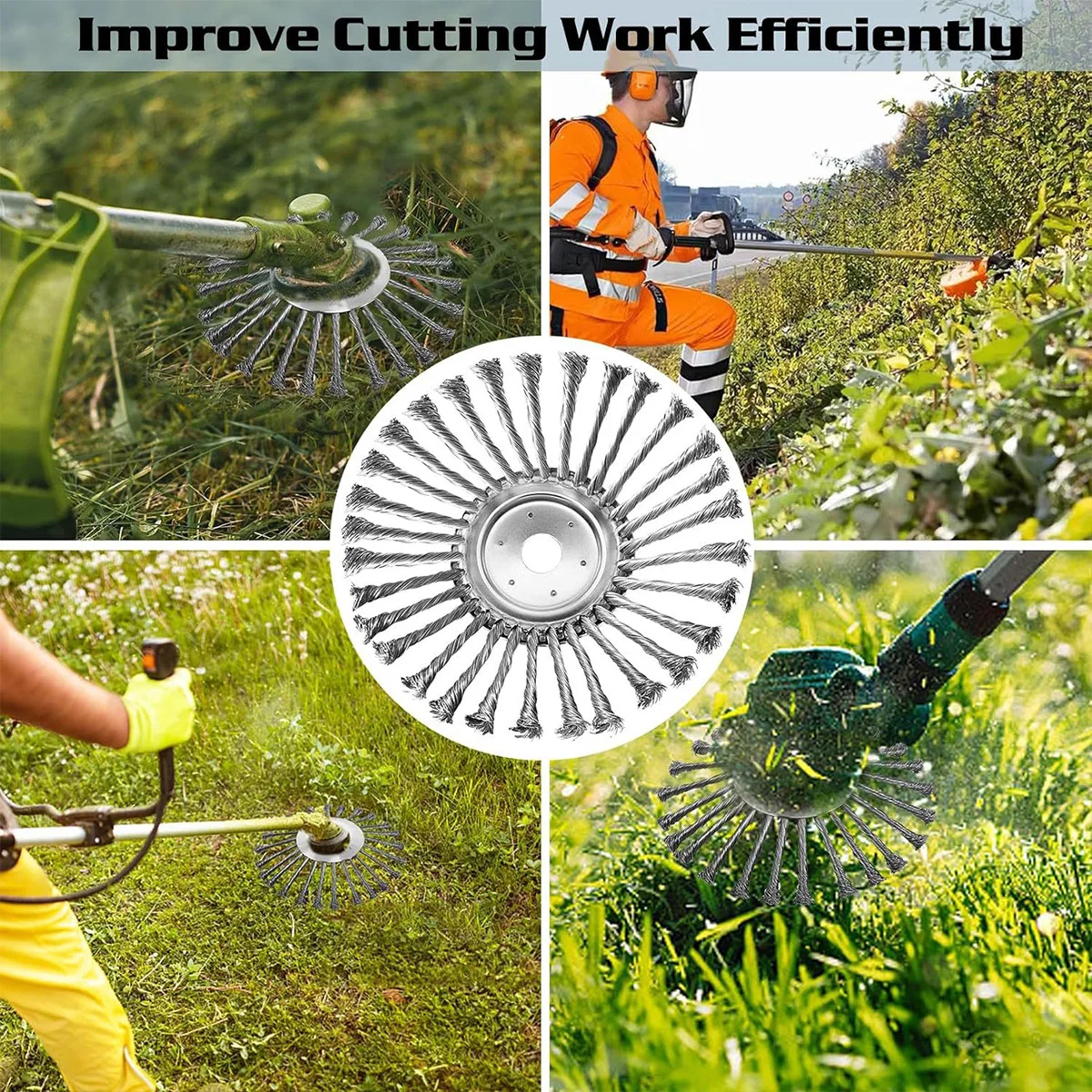 Grass Trimmer Head Grass Trimmer Aluminum Trimmer Head 6/8 Inch Weed Brush Cutter Head Lawn Mower Universal Grass Trimmer Head Steel Wire Wheel Brush Garden Trimmer