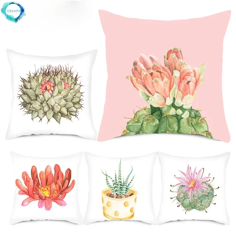 

Flower Pattern Pillow Covers Pink White Pattern Gift Cushion Cover for Home Sofa Decorative Throw Pillowcase 45*45cm