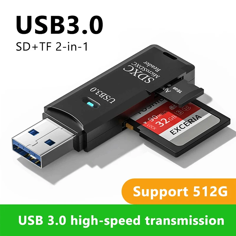 Lettore Di Schede Usb 3.0 2 In 1 Adattatore Per Scheda Di Memoria Da Usb 2.0 A Sd Micro Sd Tf Per Mac Pc Laptop Accessori Lettore Di Schede Flash Driv