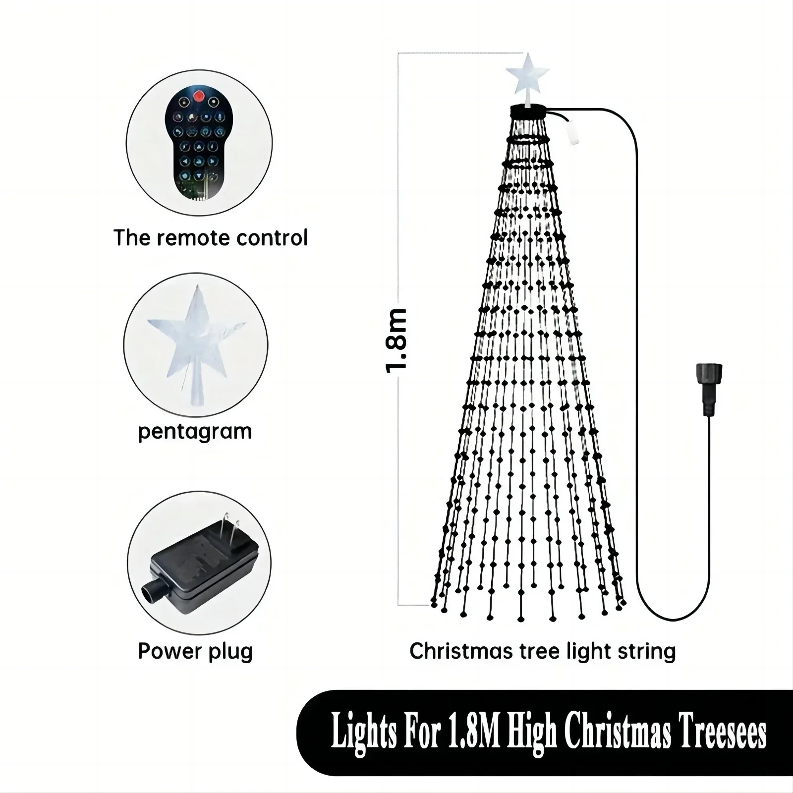 thumbnail image 1 of Guirnalda de luces LED de 400 LED para árbol de Navidad, control por aplicación, guirnalda de hadas para decoración de habitación, regalo de Año Nuevo, 1 of 5