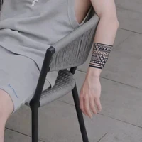 Geometric Totem Ring Herbal Juice Tattoo Stickers Waterproof Semi-permanent Arm Lasting Art Male Fake Tattoo Decal Faux Tatouage 2