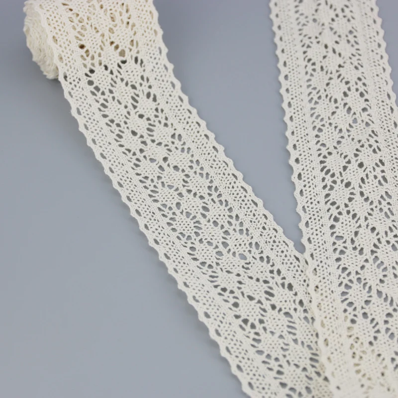 (5Meter/roll)  White Cotton Embroidered Lace Net Ribbons Fabric Trim Handwork DIY Sewing Handmade Craft Materials
