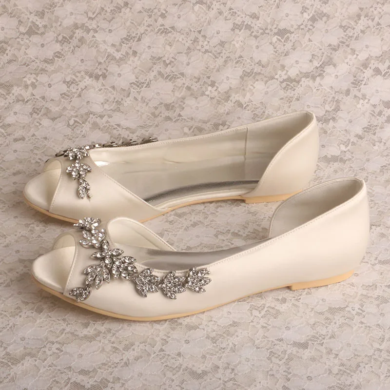 

Wedopus Women Peep Toe Shoes for Party Wear Nude Wedding Flats