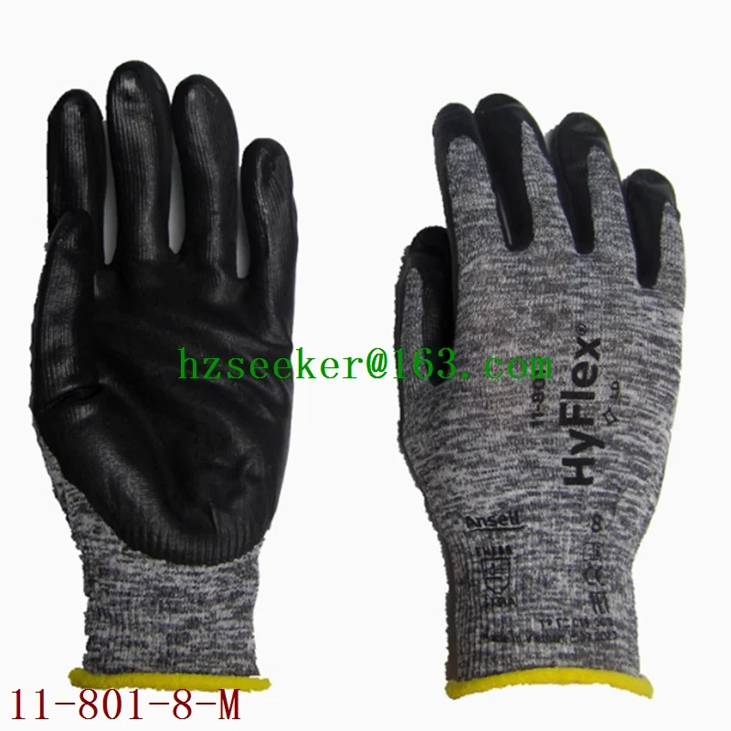 Ansell HYFLEX® 11-801(1 pair)safety gloves dark liner breathable