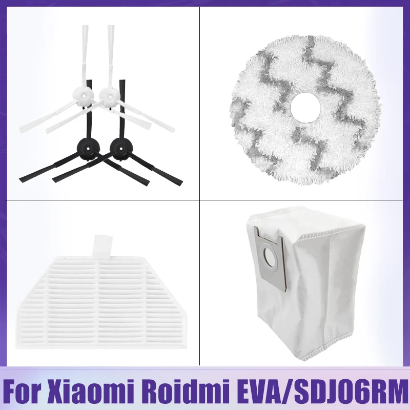 

Пылесборник с насадкой для швабры, фильтр НЕРА, боковая щетка для Xiaomi Roidmi EVA, запчасти для робота-пылесоса SDJ06RM