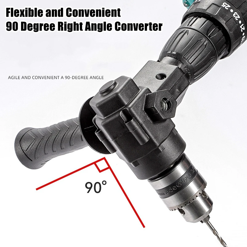 90&deg; Three Jaw Chuck Corner Impact Drill Adapter Right Angle Bend Extension Chuck Drill Adapter Right Angle Converter Accessory