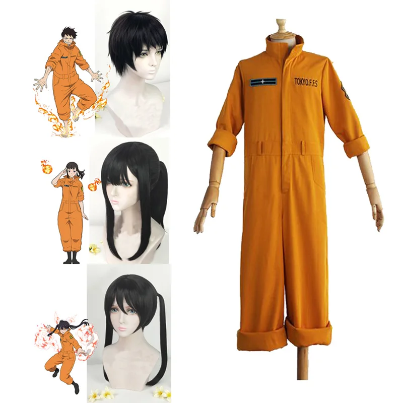 Shinra Kusakabe Costume Cosplay Enn Enn No Shouboutai Fire Force Tuta Maki Oze Parrucca Cosplay Kotatsu Tamaki Fire Service Cos