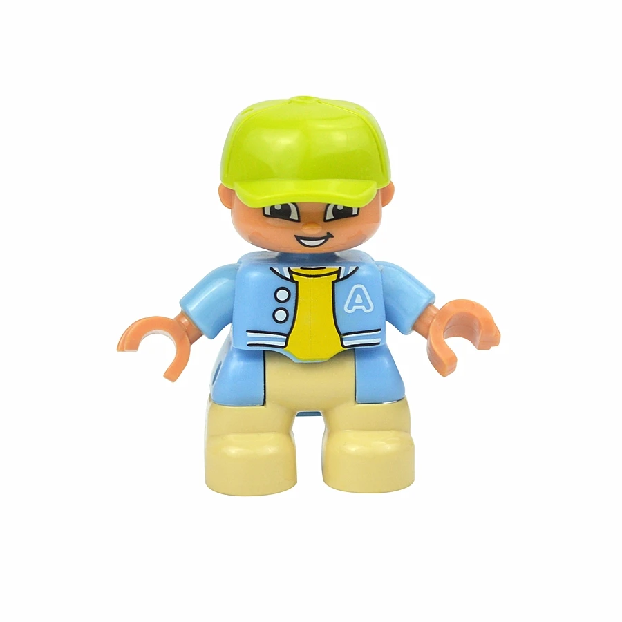 Jumbo Building Block Character Set - Farmer, Pirate, Worker, Doctor & Policeman Figures