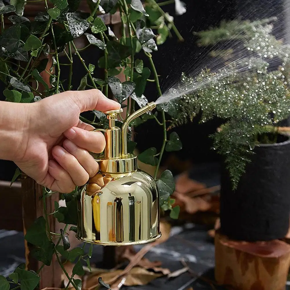 300ml Mini Copper Plant Flower Watering Can Pot Spray Bottle Garden Mister Spray 